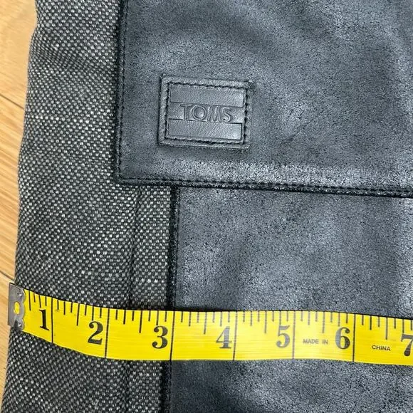 TOMS Black Leather Canvas Caravan Backpack display picture 2